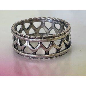 Vintage Sterling Silver Openwork Wide Band Ring Size 9 3/4